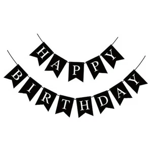 Happy Birthday Banner Sign for Backdrop Birthday Decorations for Men Black - Picture 1 of 7