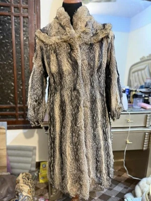 复古真灰色狐狸毛皮大衣 | 天然银色灰色真毛皮 | 全长 Luxu — 第 1/4 张图片