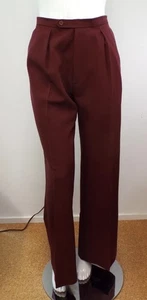 VTG 1970s Yves Saint Laurent Rive Gauche Maroon Wool Pants Wide Leg Trousers YSL - Picture 1 of 19