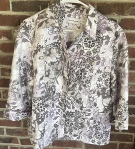 Giacca Alfred Dunner struttura floreale spazzolata 18 scatti classica Grannycore Shacket - Foto 1 di 11
