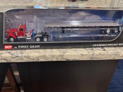 DCP Viper Red White Western Star 4900 Day Cab with Utility Flatbed Trailer 1/64 - Image 1 of 4
