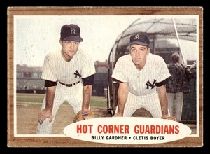 Hot Corner Guardians (Clete Boyer / Billy Gardner) 1962 Topps #163 Yankees - Imagen 1 de 2
