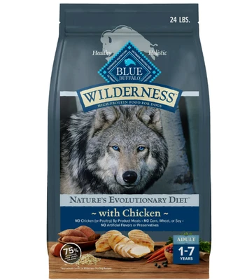Blue Buffalo Wilderness High Protein Natural Chicken Adult Dry Dog Food 24-lb