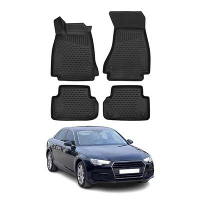 OMAC Floor Mats Liner for Audi A4 Allroad 2017-2023 Black TPE All-Weather 4 Pcs - Image 1 of 4