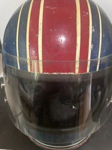 Vintage 1976 Bell Star Flip Motorcycle Helmet FC-15 Blue/Red Racing #28 - Picture 1 of 8