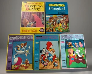 Vintage 50’s 60’s 5 Jigsaw Puzzles Disney Sleeping Beauty Woody Tom Jerry Bugs 5 - Picture 1 of 6