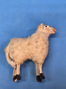 Antiguo Belén Alemán Navidad Lana Oveja Madera Patas Belén Oveja Alemania - Imagen 1 de 11