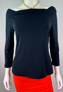 Giorgio Armani Auth 10 US 46 IT M Black Stretch Dress Top Blouse Shirt Runway - Picture 1 of 10
