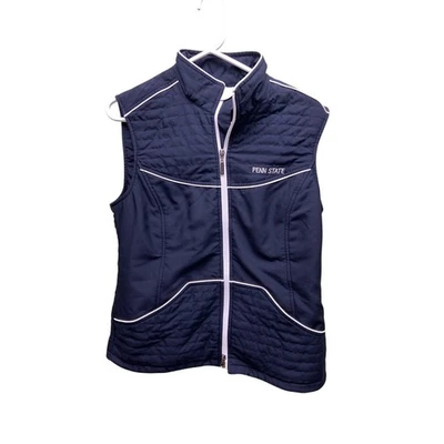 Chaleco Cutter & Buck Penn State Azul Marino Blanco Tubería 2 Bolsillos Cremallera Frontal Talla S Foto 1 de 4