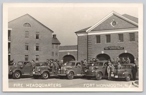 1950 Fort Monmouth New Jersey NJ Fire Headquarters RPPC Feuerwehrautos alte Lastwagen - Bild 1 von 5
