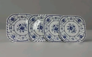 VTG Johnson Bros Indies Blue 7.5" Dessert Plates Set of 4 England Ironstone EUC - Picture 1 of 7