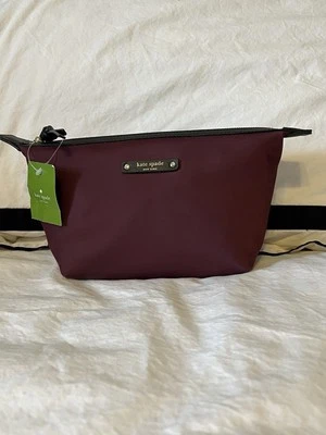 Kate Spade "jodi" Makeup Bag in Sumac Red, Canvas w/Leather Detail and Top Zip - Image 1 of 4
