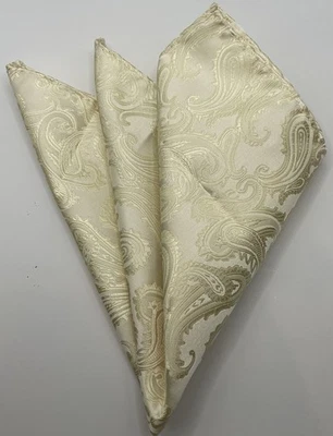 Pocket Square, Men’s, Cream, Paisley Pattern, 12 Inch  - Image 1 of 3