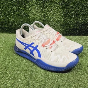 ASICS Gel Resolution 8 White Blue Athletic Tennis Pickleball Sneakers Womens 8.5 - Picture 1 of 10