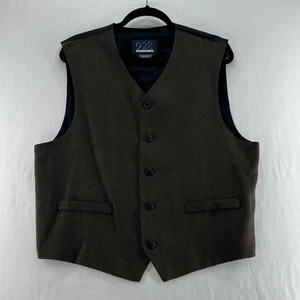 928 Exklusive Fischgrät Weste Weste Herren M Knopfleiste V-Ausschnitt Academia Braun - Bild 1 von 11
