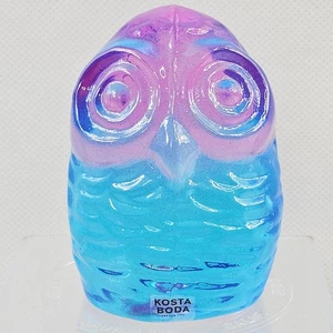 Kosta Boda Sweden Studio Art Glass Owl Figurine Sculpture Multicolor Signed 3.5" - Picture 1 of 11