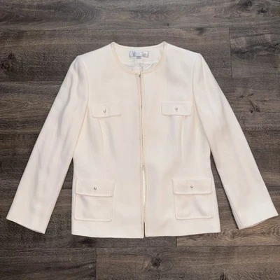 Tahari Arthur S Levine Women’s Preppy Blazer Office Pearl Button Jacket L 12p - Image 1 of 4