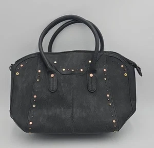 Maurices große schwarze Kunstleder vegane Nieten Handtasche Tasche Umhängetasche - Bild 1 von 18
