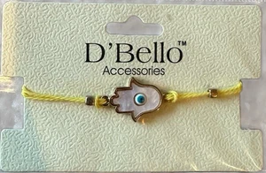 NEW D'Bello Bracelet Evil Eye Charm Pearl With Yellow Bracelet Adjustable - Picture 1 of 2