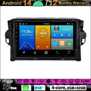 9" Android 14 Unidad Principal GPS SAT Navegación Carplay Radio DAB Para Toyota Fortuner 15-20 - Imagen 1 de 12