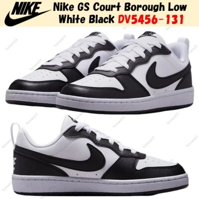Nike GS Court Borough Low White Black DV5456-131 Size 3.5Y-7Y - Image 1 of 4