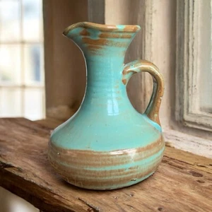 Vintage 50s Earthenware Prinknash Abbey Turquoise Green Studio Pottery Jug - Picture 1 of 5