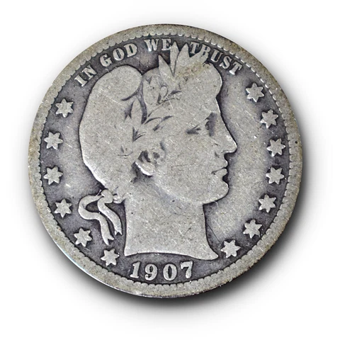 1907  Barber Quarter 25C Silver Cover