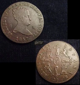 *GUTSE*552-ISABEL II, 8 MARAVEDIS 1847, JUBIA, EBC- - Imagen 1 de 1
