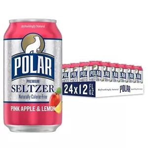 Polar Seltzer Pink Apple and Lemon, 12 Fl Oz Cans, 24 Count 2 Packs of 12 - Picture 1 of 1