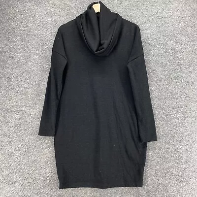 Antiguo Vestido Suéter Azul Marino Para Mujer S Pequeño Negro Capucha Corta Cuello Manga Larga Rayón Foto 1 de 4