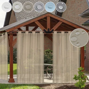 Wasserdicht Outdoor Vorhang mit Ösen Gardinen Garten UV Schutz Terrasse Rasen - Bild 1 von 18