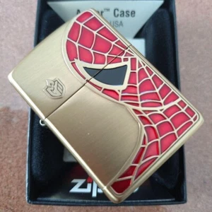 ZIPPO Spider-man Brass Oil Lighter with Case Marvel Hero From JAPAN Unused Mint - Picture 1 of 10