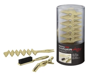BabylissPRO Barberology Gold Trio Mix Bucket - Brushes, Styling Combs & Clips - Picture 1 of 4
