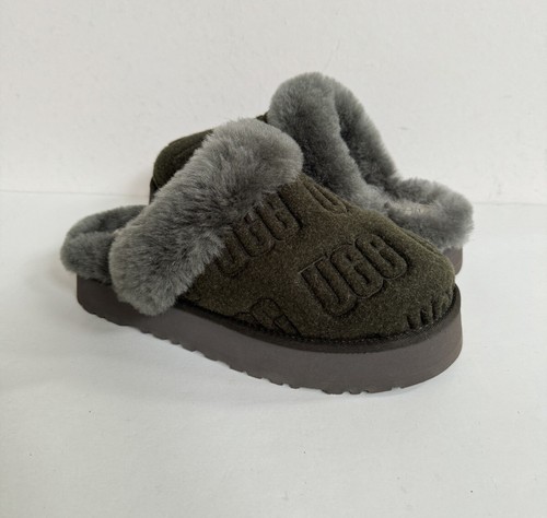 SANDALI UGG DISQUETTE FELTED FOREST NOTTE SHEARLING POLSINO US 7 EU 38 REGNO UK 5