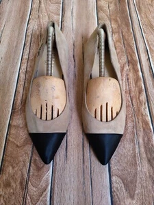 Chanel  Beige/Black Gabrielle Coco Suede /Satin Cap toe Ballet  Flats EU 36 US 6 - Picture 1 of 14