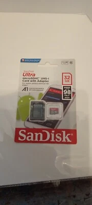 Sandisk Ultra 32GB Micro SDHC UHS-I Card Adapter 98MB/s U1 A1 SDSQUAR-032G-GN6MA - Image 1 of 3