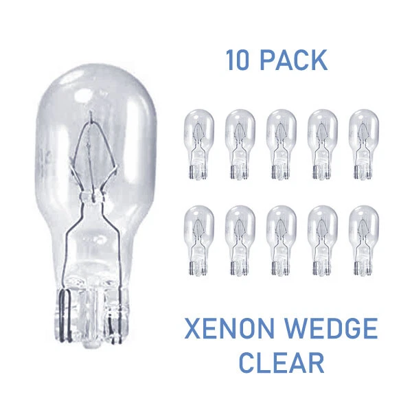 T5 Xenon Wedge Light Bulb 12V or 24V | 7W 7.2W 11W 13W 18W | Clear - 10-Pack - Image 1 of 1