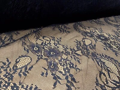 Sheer Floral Lace Dress & Lingerie Fabric, Per Metre - Black - Image 1 of 4