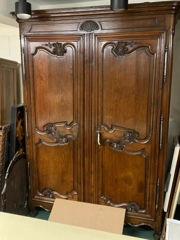 Antique 1900 Louis XV Style Oak Armoire Wardrobe Normandy Region of France Cover