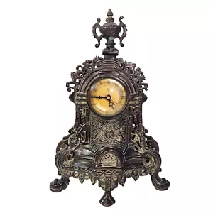 Orologio Mantello Ornato Bronzo Imperiale Barocco Neo Gotico Love Bird Metallo Inciso 14" - Foto 1 di 22