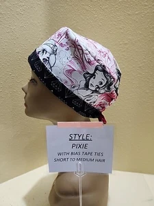 Sombrero/gorra quirúrgica para mujer Princess Sketch Pixie calavera hecha a mano - Imagen 1 de 9