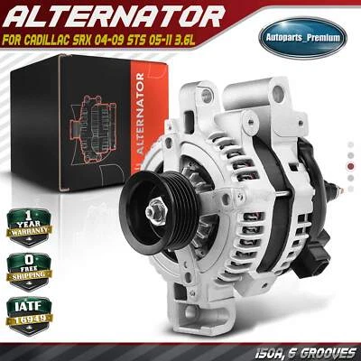 Alternator for Cadillac SRX 2004-2009 STS 2005-2011 V6 3.6L 150A 12V CW 6-Groove - Image 1 of 4