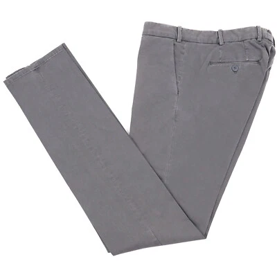 Pantalones chinos Luigi Borrelli ajustados grises lisos elásticos de algodón 40 nuevos con etiquetas Foto 1 de 4