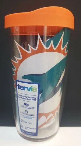 Tervis Miami Dolphins NFL / Publix Promo Logo Wrap Insulated Tumbler New W/Tags Cover