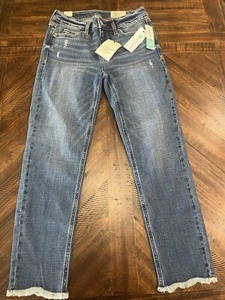 Cosmic Blue Love Damen Größe 27 Distressed Jeans Ariele Skinny Scherenschnitt Saum - Bild 1 von 7