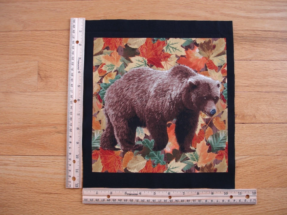 Bloque de tela de edredón de algodón follaje otoño oso marrón 9 1/2" x 9 1/2" Foto 1 de 1