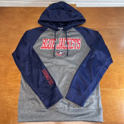 Columbus Blue Jackets Sweatshirt Mens Small Gray Blue Pullover Hoodie NHL Cover