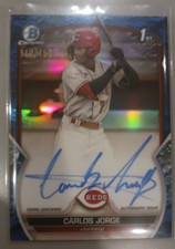 2023 Bowman Chrome Carlos Jorge Blue Refractor Auto /150 1st Reds