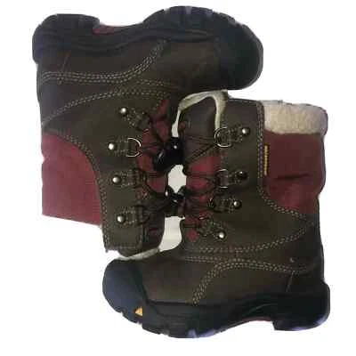 Botas KEEN Jóvenes Niños Talla 10 Lavabo Nieve Cuero Negro Aislado Impermeable Gorp Foto 1 de 4