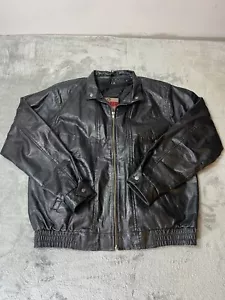 Vtg Cooper Sportswear Genuine Black Leather Jacket Men's MT Medium Tall Bomber - Picture 1 of 12